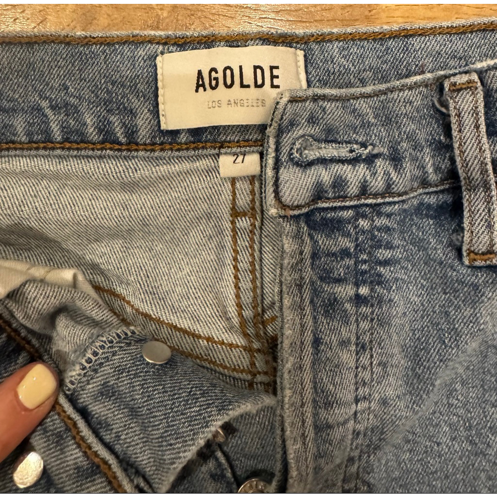 Women's AGOLDE Blue Distressed Straight Leg Jeans Size 27 - Picture 5 of 7